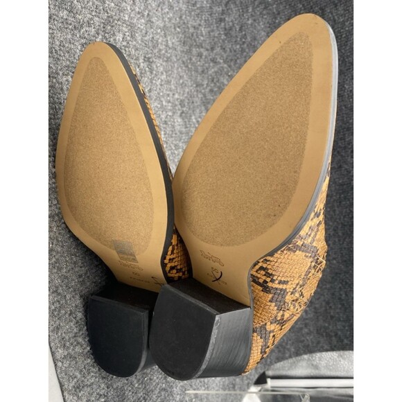 COACH Size 5C Low Western Booties Python Print Block Heel Leather Brown - Picture 10 of 12